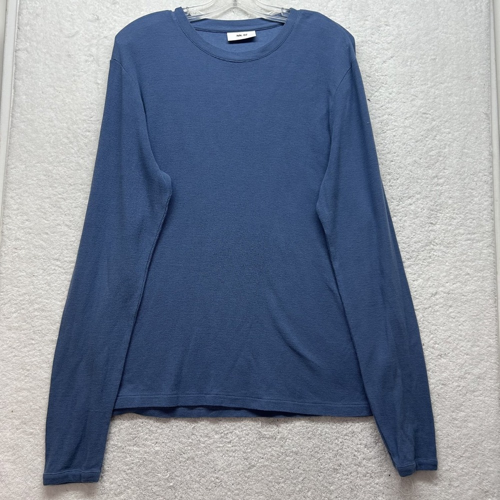 NN. 07 Mens Size L Blue Long Sleeve Thermal Crew Neck Shirt (S5)